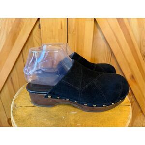 Black Suede Women's Clogs